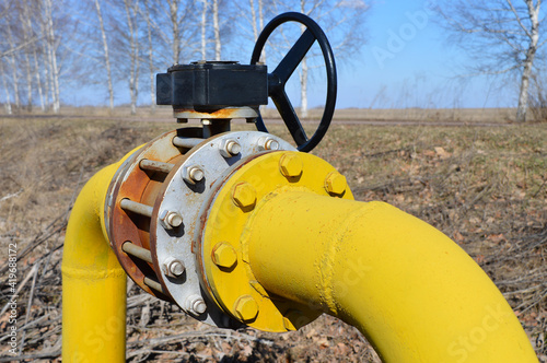 Main gas pipeline with a large flanged valve.