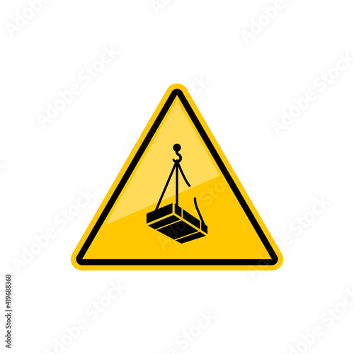 Warning triangle sign forbidden to stand under load isolated caution symbol. Vector do not pass under scaffolding, stay out from under suspended loads. Construction sign on building area, prohibition
