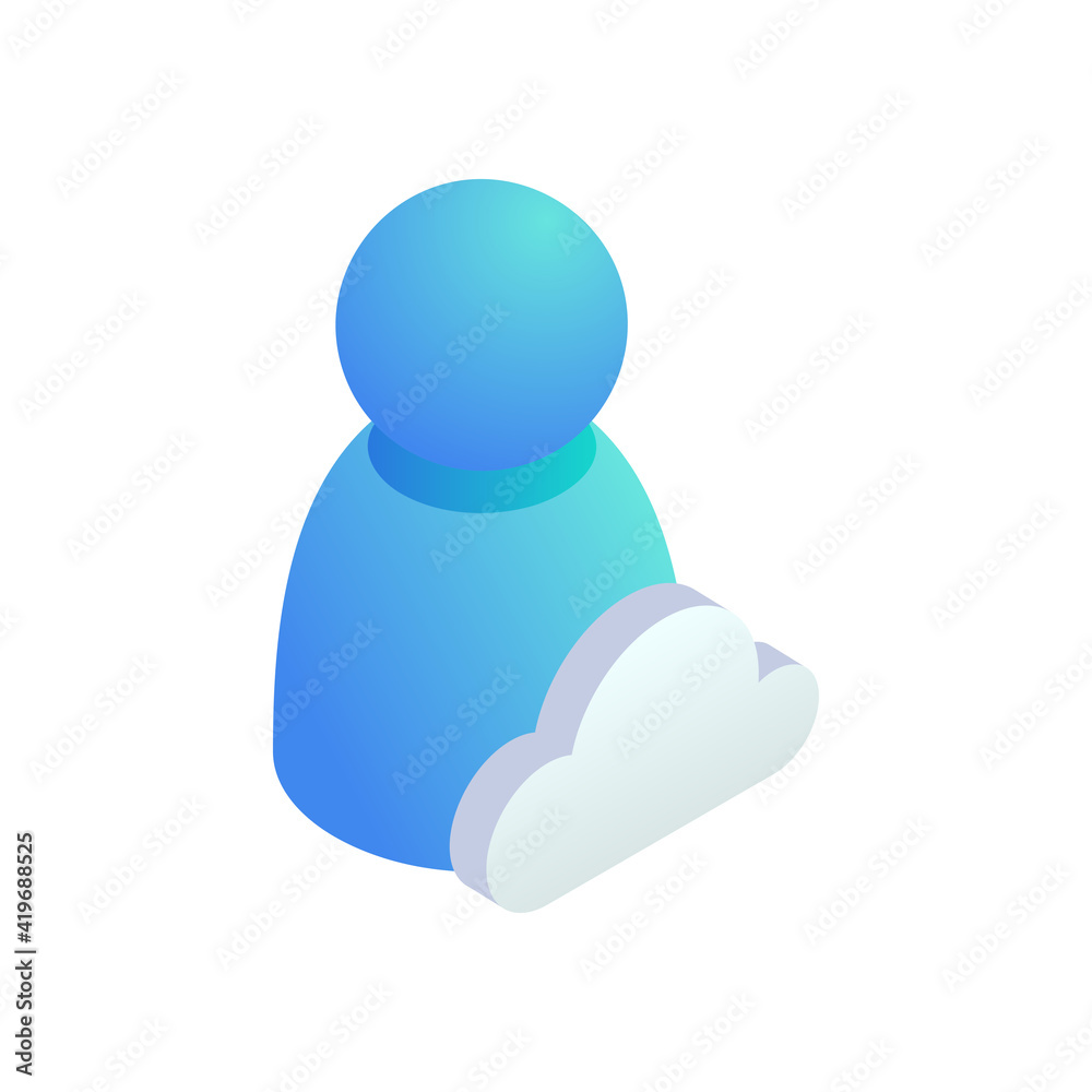 User web profile cloud Isometric icon. 3D user networking, internet account symbol. Vector online cloud service business technology sign User web profile cloud Isometric icon. 3D user networking, internet account symbol. Vector online cloud service business technology sign