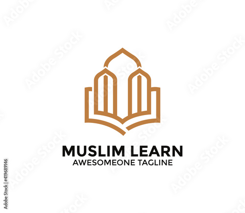 Muslim Learn logo, muslim book logo design illustration