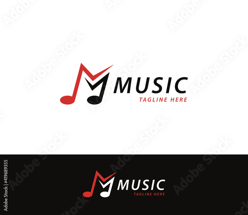 letter m music logo design illustration