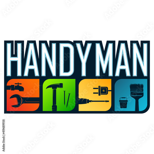Handyman repair and service with tool symbol for business