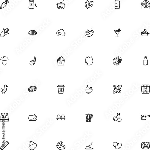 icon vector icon set such as: parsley, carrot isolated, berry, brewing, winery, cumin, wild, dessert, loaf, soup, grilled, virus, sugar, fiber, device, bakery, malware, julienne with mushroom, cooker