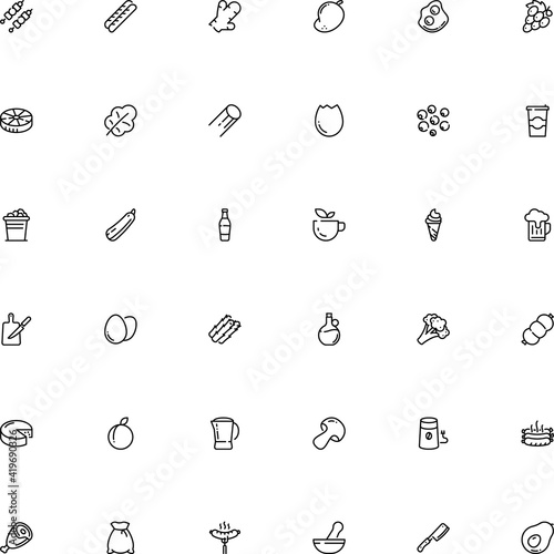 icon vector icon set such as: fungi, oil, metal, eggshell, juice, piper, grain, form, scrambled, latte, pestle, kettle, garganelli, plastic, farming, butcher, shish, medical supplies, caffeine