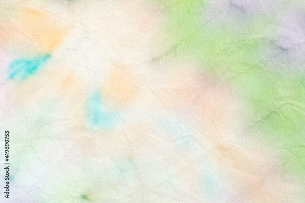 Obraz premium Aquarelle Artwork. Beautiful Hand Drawn Dirty Painting. Bright Aquarelle Artwork. Bright Colors Dyed Texture. Trendy Fashion Wallpaper. Fantasy Background. Vibrant Artistic Tie Dye.
