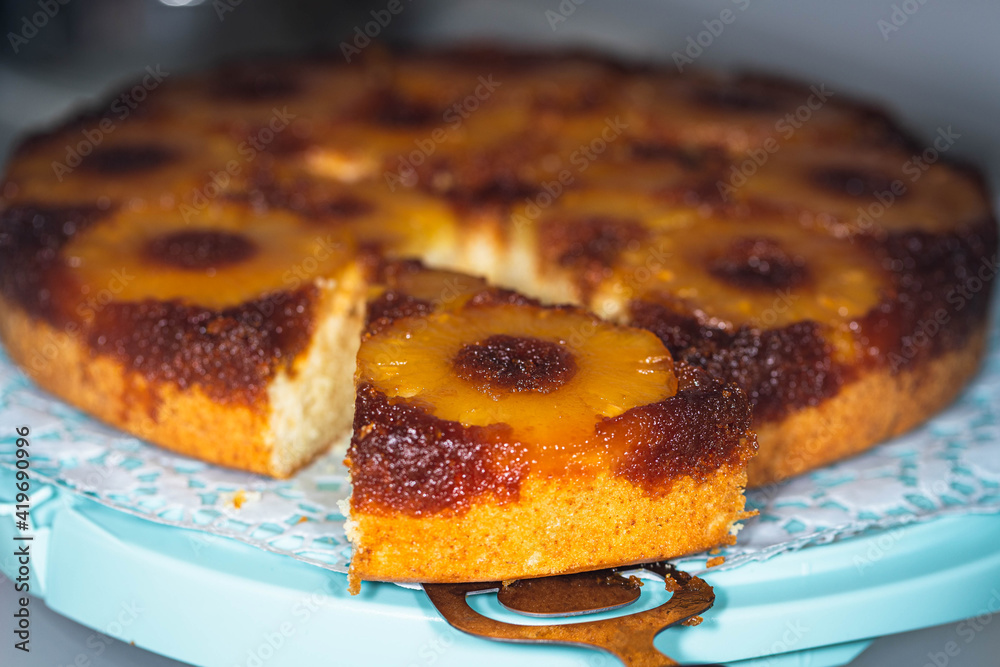 slice of pineapple pie, pineapple upside down cake slice of pineapple pie, pineapple upside down cake