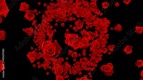 Colorful Sparkling Rose 3D illustration.