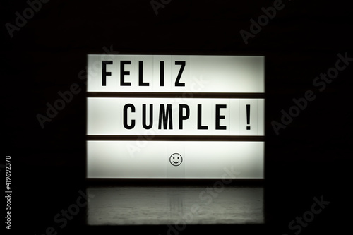 Spanish happy birthday sign lightbox
