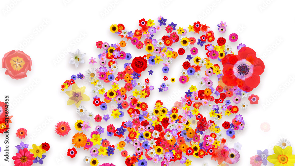 Obraz premium Colorful Sparkling Flowers 3D illustration.