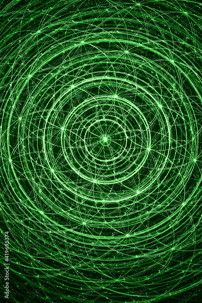 Abstract green digital background made with light brush.