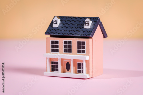 A miniature house from a dollhouse