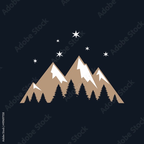 Canvas Print Silhouette of mountains and trees