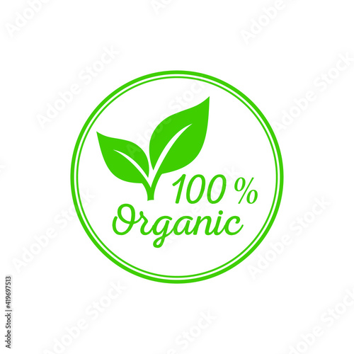 100% organic product label