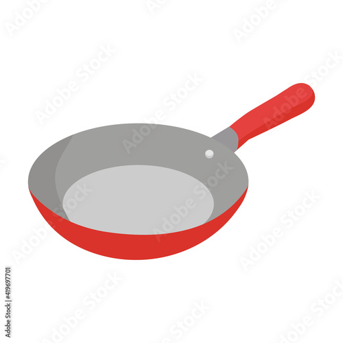 Flat pan design in red color on white background