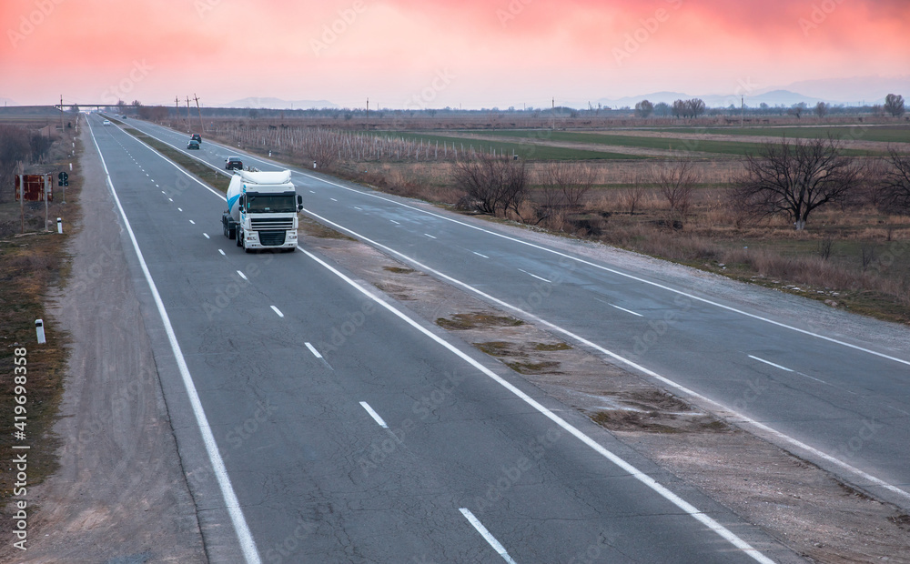 Fototapeta premium cement truck on road