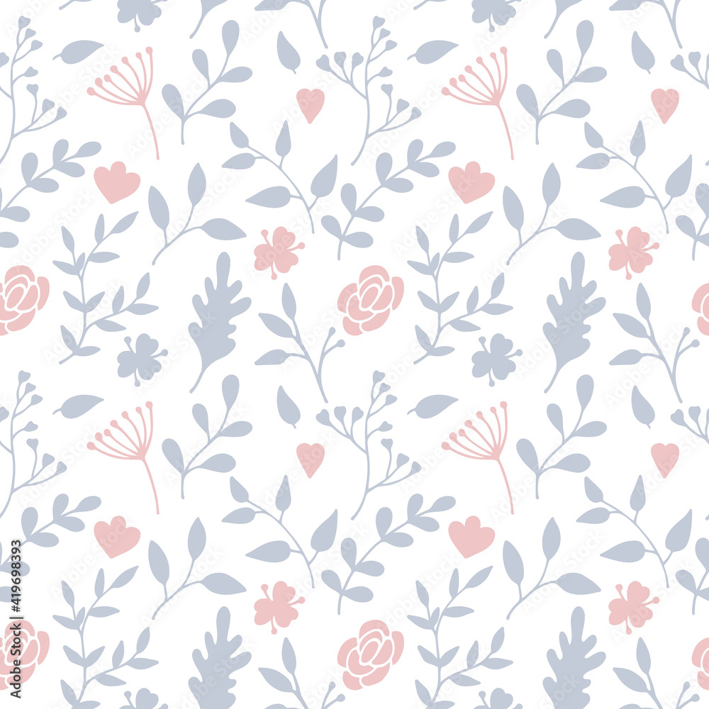 Seamless texture with floral background, wallpaper 