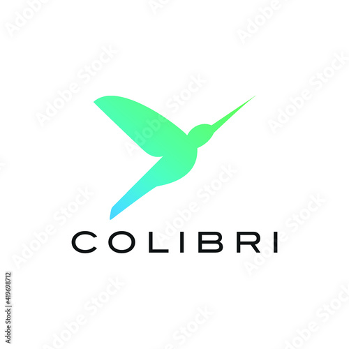 modern silhouette colibri bird logo