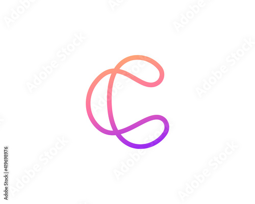 Abstract letter C modern logotype icon design concept. Creative minimalist gradient one line logo template isolated on white background. Vector illustration.