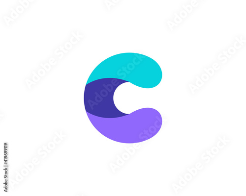 A letter C from abstract multicolors shapes. Application icon logotype design template. Vector icon logo design.
