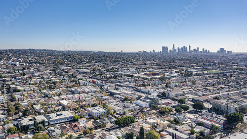 Aerial View From Beverly Hills Looking Towards Downtown Los Angeles California.  Midday On A Clear Sunny Day photo