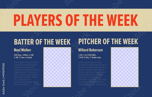 Best baseball player, week rating design, vector illustration. 