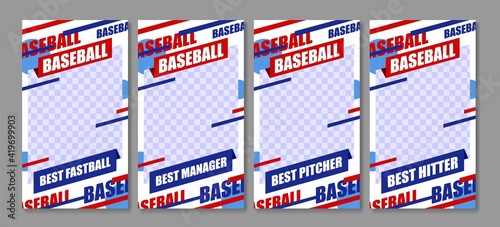 Baseball card with best player object in fram concept, vector illustration.