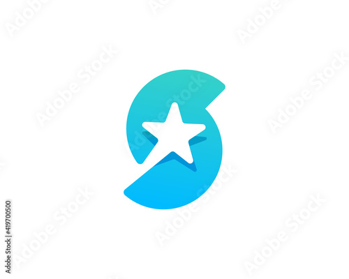 Abstract letter S with star modern logo icon design concept. Creative bright gradient symbol logotype isolated on white background. Vector illustration.