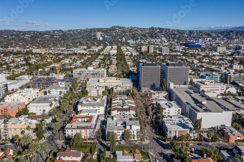 Fototapeta Naklejka Na Ścianę i Meble -  Hollywood and Beverly Hills City Aerial View 