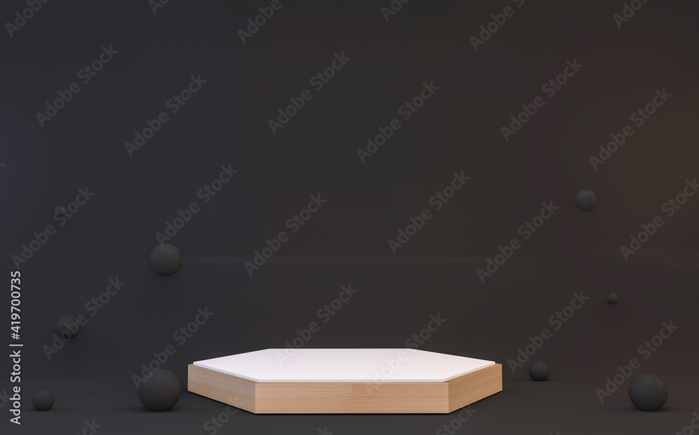 Modern Black abstract design podium show cosmetic product geometric. 3D rendering