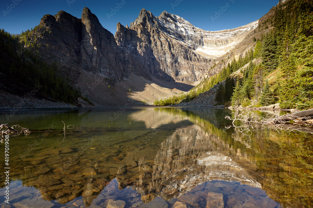 Mountain landscape reflected in lake
