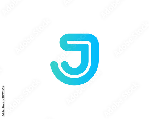 Abstract letter J modern logotype icon design concept. Creative minimalist gradient lines logo template isolated on white background. Vector illustration.