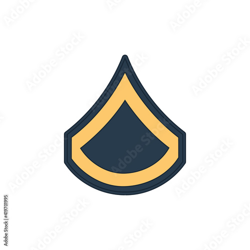 PFS private fist class enlisted army rank stripe isolated icon. Vector military emblem, sign on police uniform on shoulder. United States armed forces army chevron, insignia of soldier staff