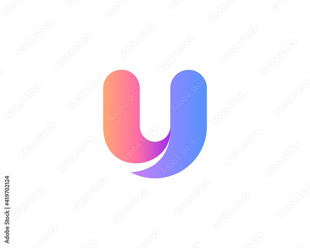 A letter U from abstract multicolors shapes. Application icon logotype design template. Vector icon logo design. A letter U from abstract multicolors shapes. Application icon logotype design template. Vector icon logo design.