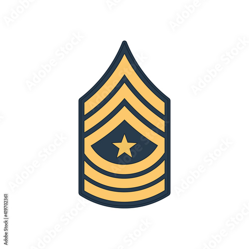 SGM sergeant major insignia of US army isolated icon. Vector senior non-commissioned rank, appointment officer in armed forces, police enlisted military rank stripe. United States armed forces chevron