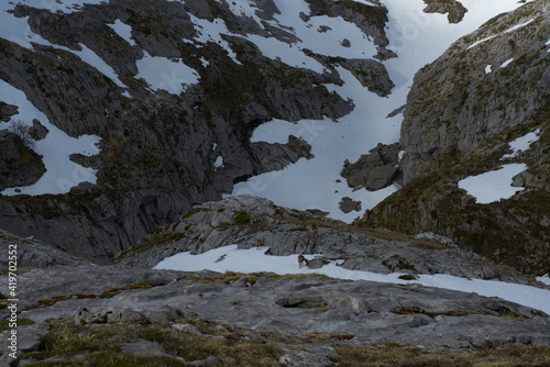 Snowed mointains in Picos de Europa in winter 2020