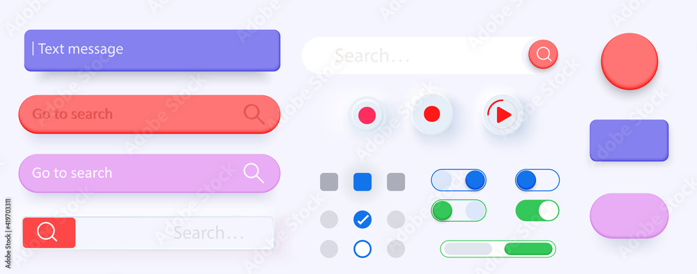 3D Search bar. Set Search bar vector element design, set of search boxes ui template isolated on gray background 3D Search bar. Set Search bar vector element design, set of search boxes ui template isolated on gray background