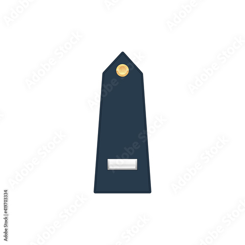 Marine officer military rank of first lieutenant isolated stripe on uniform. Vector insignia of soldier staff, naval emblem sign. Enlisted military rank, United States armed forces army chevron