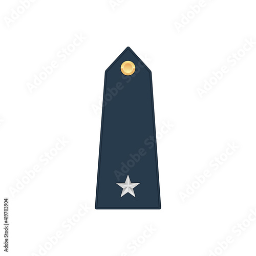 Brigadier general marine and air forces officer rank, lower half rear admiral navy forces insignia isolated icon. Military stripe four star, enlisted military rank, army chevron emblem on uniform