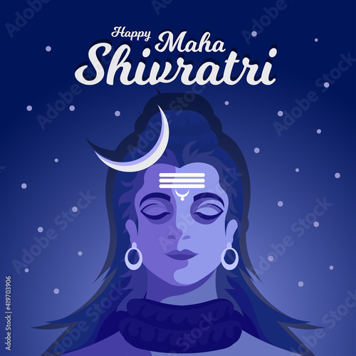 Happy Maha Shivratri poster, Lord Shiva, Bhagwan Mahadev illustration vector