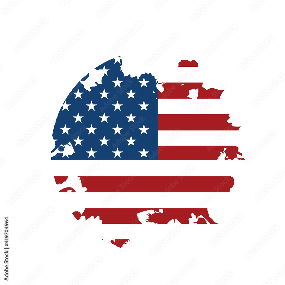 American flag in grunge style on a white background, independence, memorial, president's day Vector illustration.