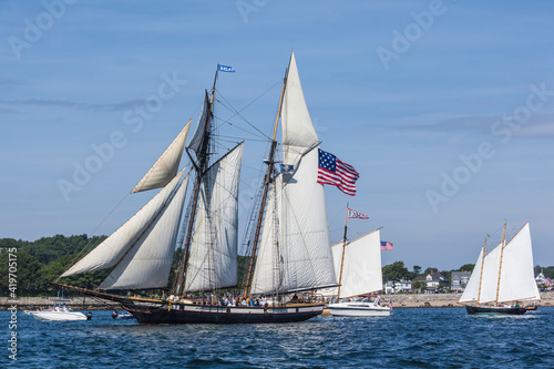 USA  Massachusetts  Cape Ann  Gloucester. Gloucester Schooner Festival  schooner parade of sail.