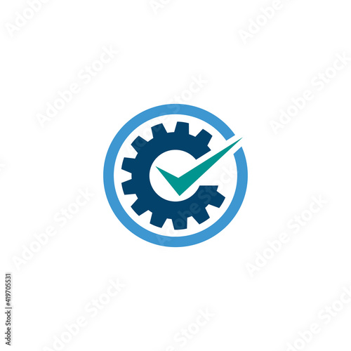 Gear cog wheel check mark logo