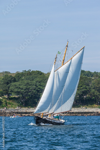USA, Massachusetts, Cape Ann, Gloucester. Gloucester Schooner Festival, schooner parade of sail. photo