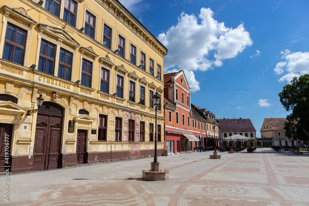 Obraz premium Small town center of Vinkovci, one of oldest towns in Croatia, region of Slavonia