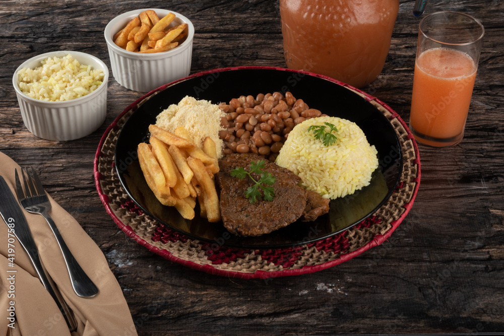 Plate of traditional Brazilian homemade food