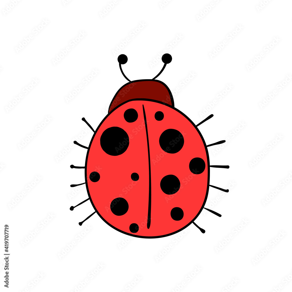 Cute cartoon style red ladybug. Vector illustration. Cute cartoon style red ladybug. Vector illustration.