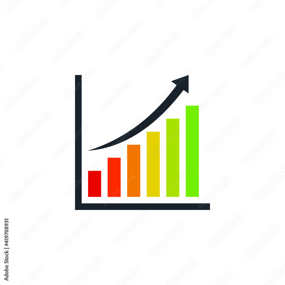 Colorful business graph with arrow Colorful business graph with arrow