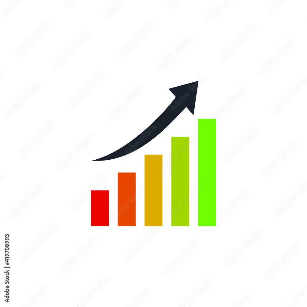 Colorful business graph with arrow