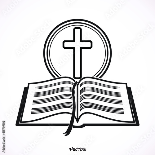bible Icon isolated on background. Modern flat pictogram, business, marketing, internet concept. Trendy Simple vector symbol for web site design or button to mobile app. Logo illustration