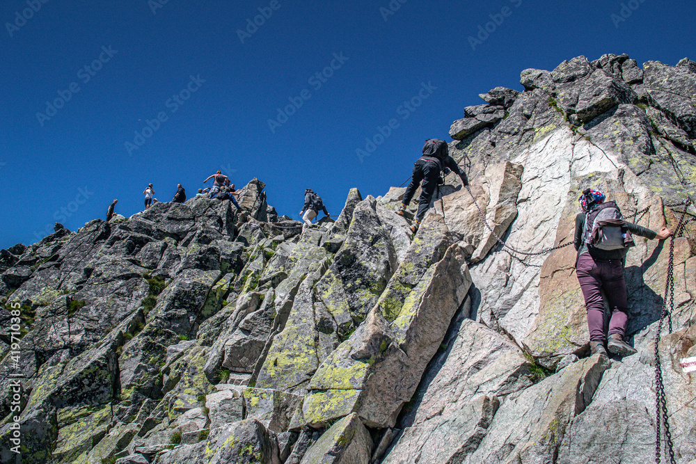 Tatry Wysokie, droga z Doliny Pięciu Stawów na Świnicę